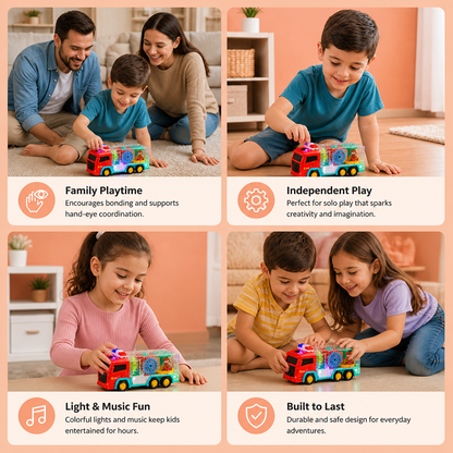Interactive Fire Truck Toy with Colorful Moving Gears