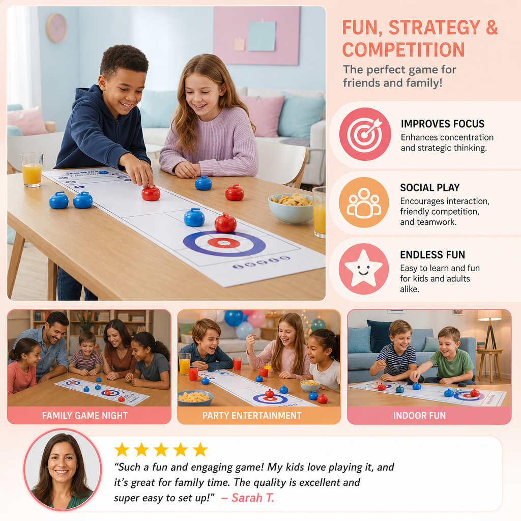 Portable Tabletop Curling Game – 2-Player Competition Set