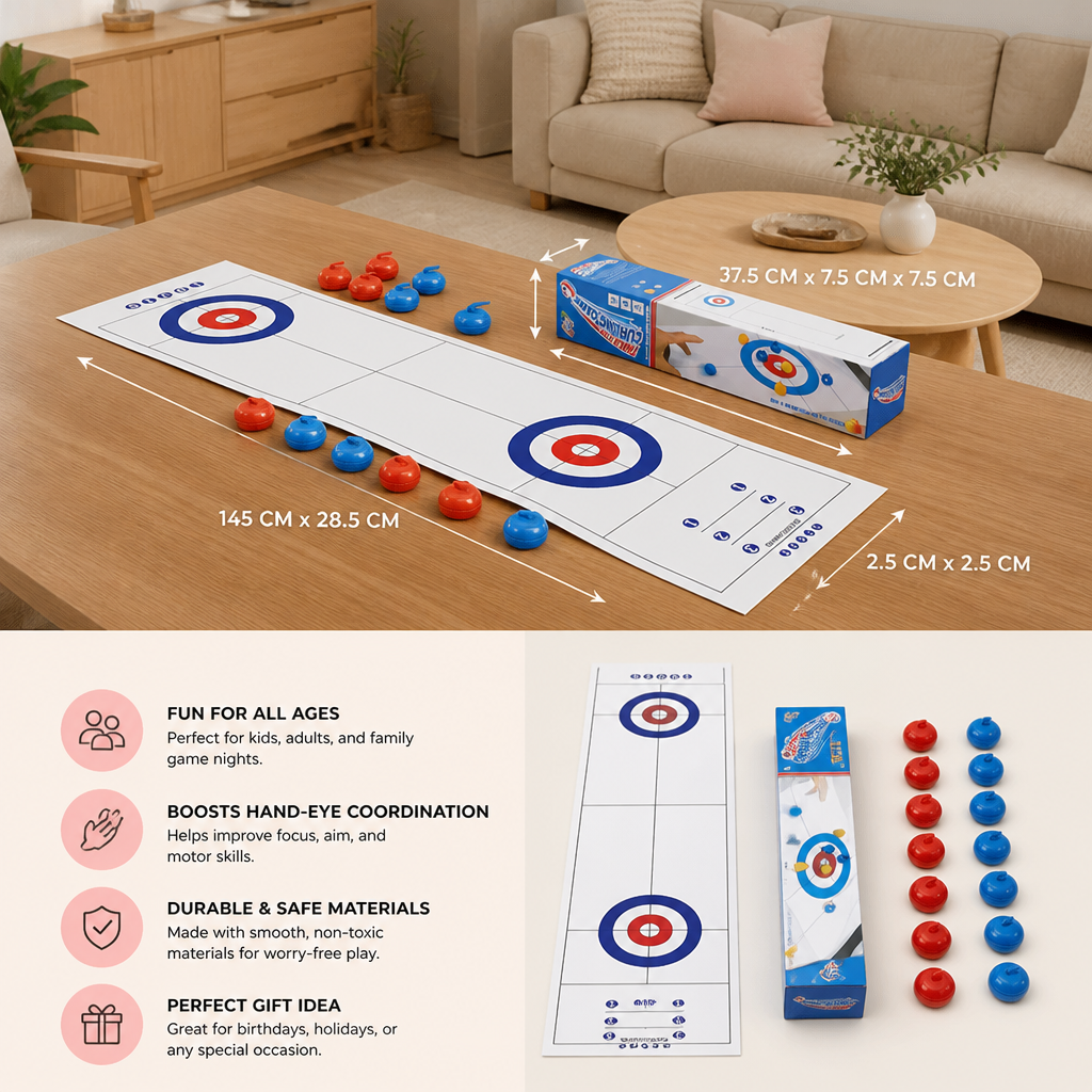 Portable Tabletop Curling Game – 2-Player Competition Set