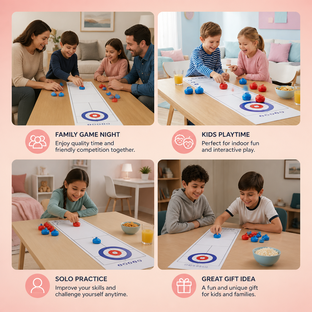 Portable Tabletop Curling Game – 2-Player Competition Set