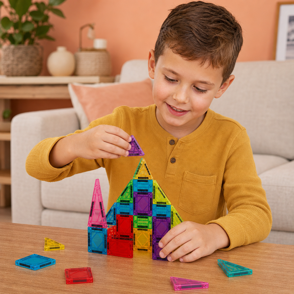 Magnetic Building Blocks Set for Kids – Travel-Friendly Storage Tin