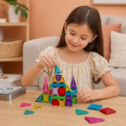 Magnetic Building Blocks Set for Kids – Travel-Friendly Storage Tin