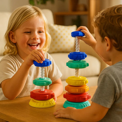 Rainbow Spinning and Color Tower Toy