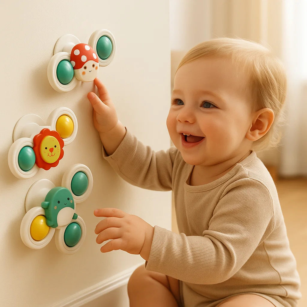 Cute Suction Cup Spinning Toy Set for Babies – 3 Pack