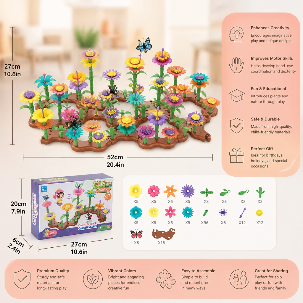 Flower Garden Building Toy for Kids – Creative Planting & Learning Playset for Little Gardeners