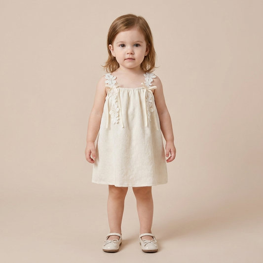 Delicate Blossom Linen Dress