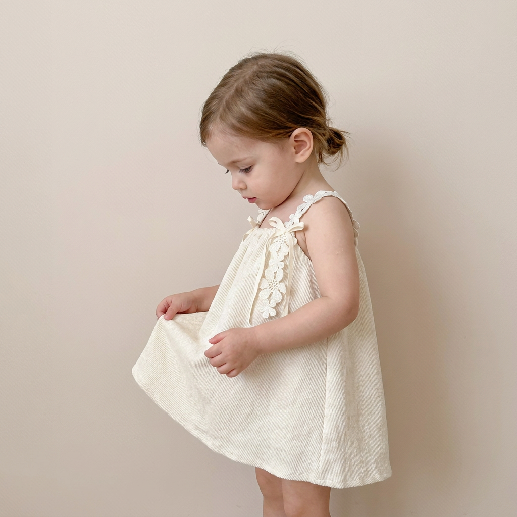 Delicate Blossom Linen Dress