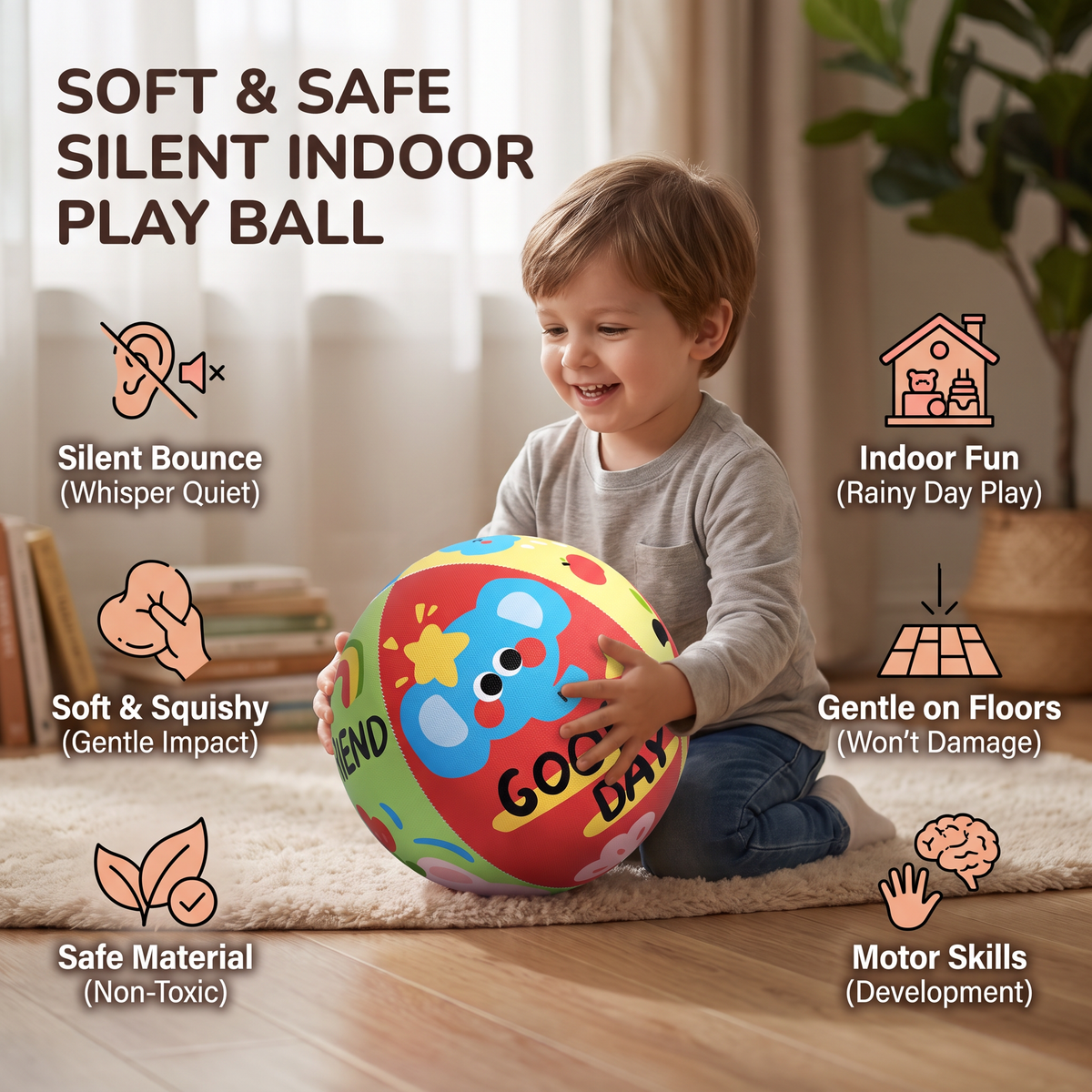 Soft & Safe Silent Indoor Play Ball for Kids