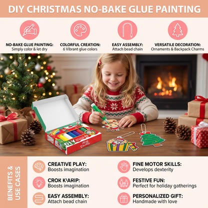 DIY Christmas No-Bake Glue Painting Ornament Craft Kit for Kids