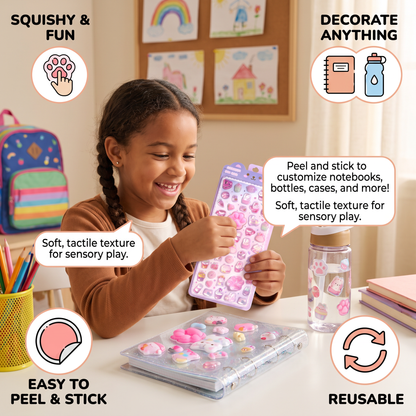 3D Squishy Pet Paw Stickers – Cute Puffy Stickers for Kids