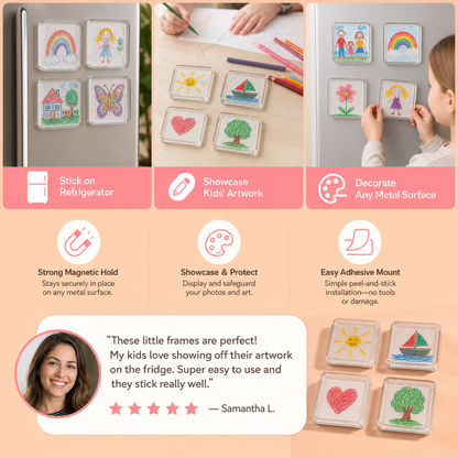 Clear Acrylic Magnetic Photo Frames with Adhesive Backing