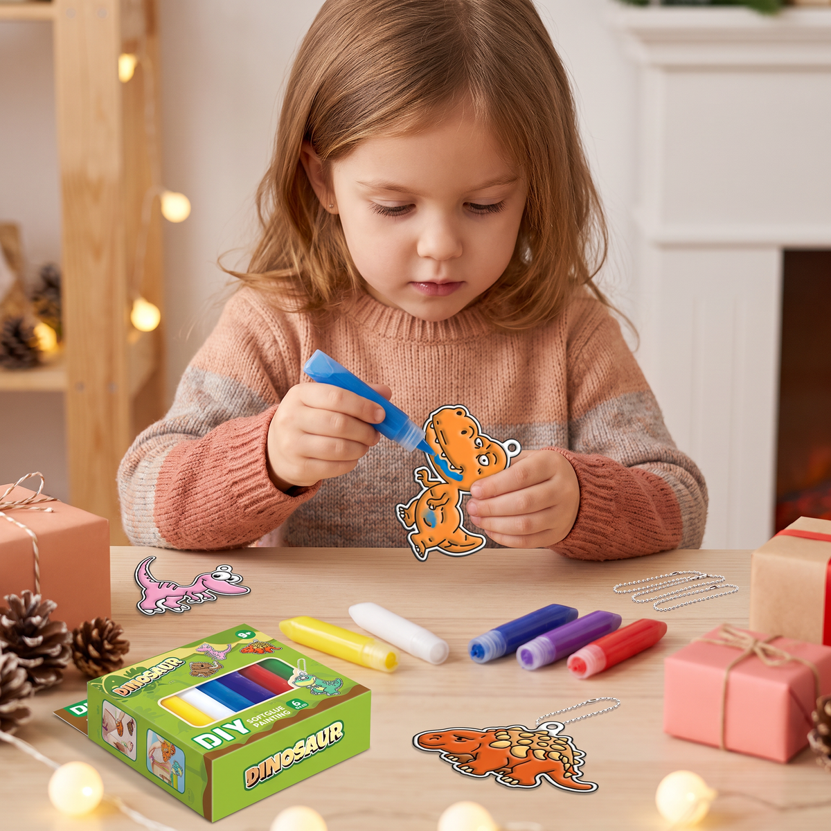 DIY Christmas No-Bake Glue Painting Ornament Craft Kit for Kids