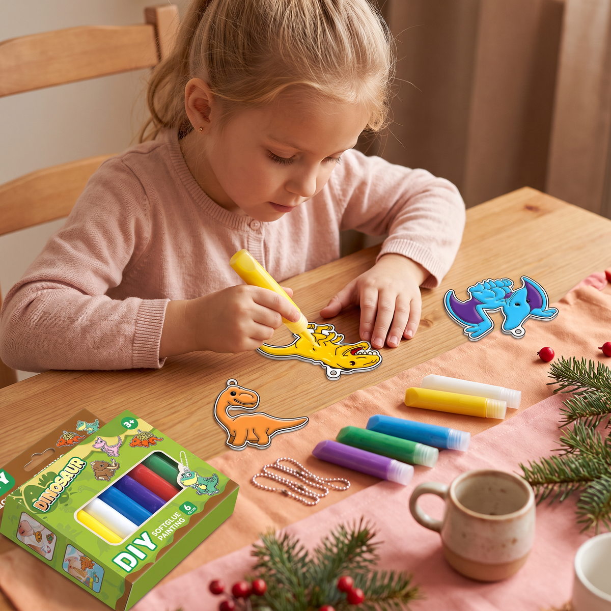 DIY Christmas No-Bake Glue Painting Ornament Craft Kit for Kids