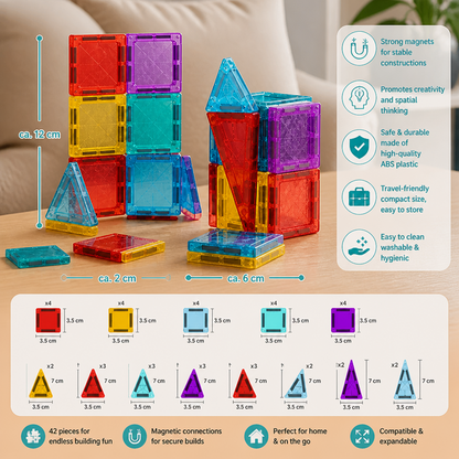 Safe Mini Magnetic Tiles Travel Set with Compact Storage Case