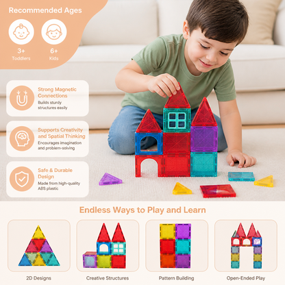 Safe Mini Magnetic Tiles Travel Set with Compact Storage Case