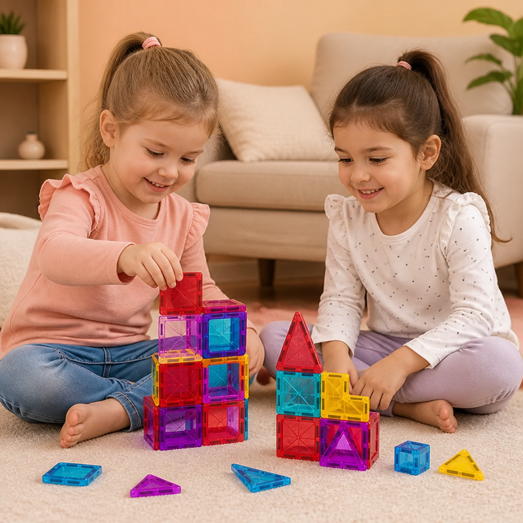 Safe Mini Magnetic Tiles Travel Set with Compact Storage Case