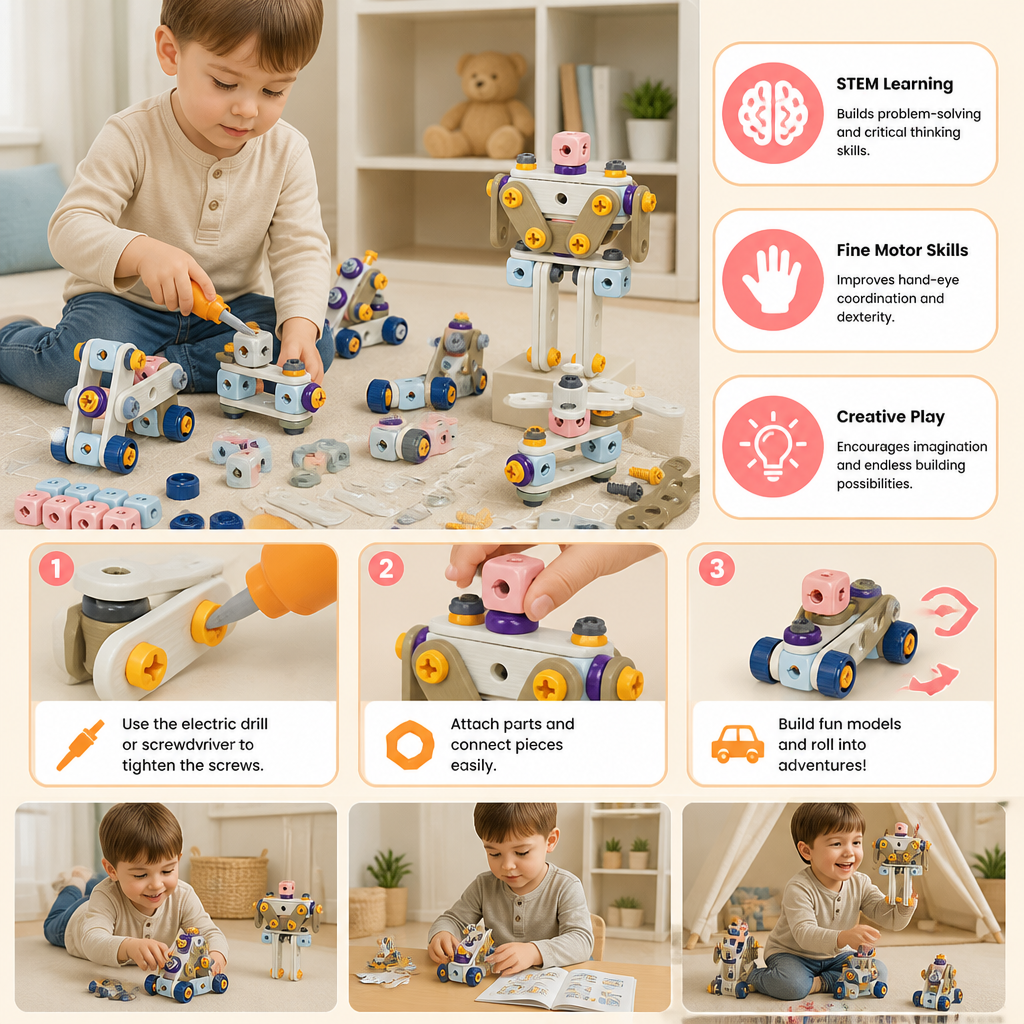 Kids’ DIY Tool Kit with Electric Drill – STEM Building Playset