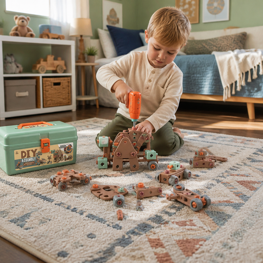 144-Piece Kids Tool Set with Drill & Toolbox – STEM Montessori Construction Kit