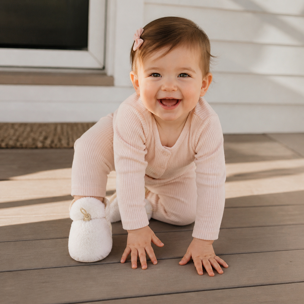 Warm & Cozy Fleece-Lined Cotton Baby Booties with Soft Soles