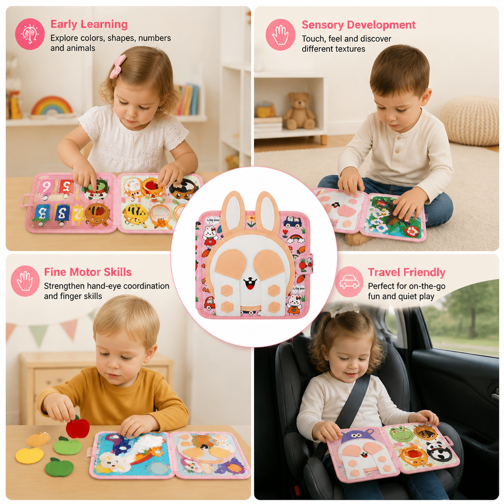 Montessori Touch & Feel Sensory Busy Book for Toddlers