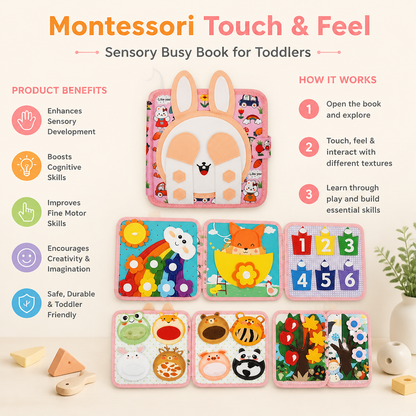 Montessori Touch & Feel Sensory Busy Book for Toddlers