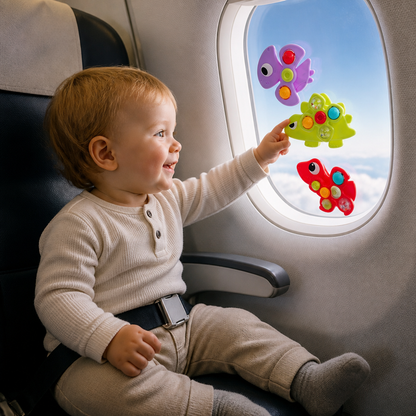 Dinosaur Suction Cup Spinner Toy for Babies & Toddlers Set of 3