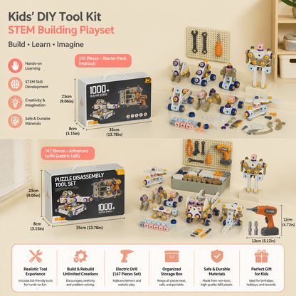 Kids’ DIY Tool Kit with Electric Drill – STEM Building Playset