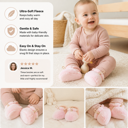 Warm & Cozy Fleece-Lined Cotton Baby Booties with Soft Soles