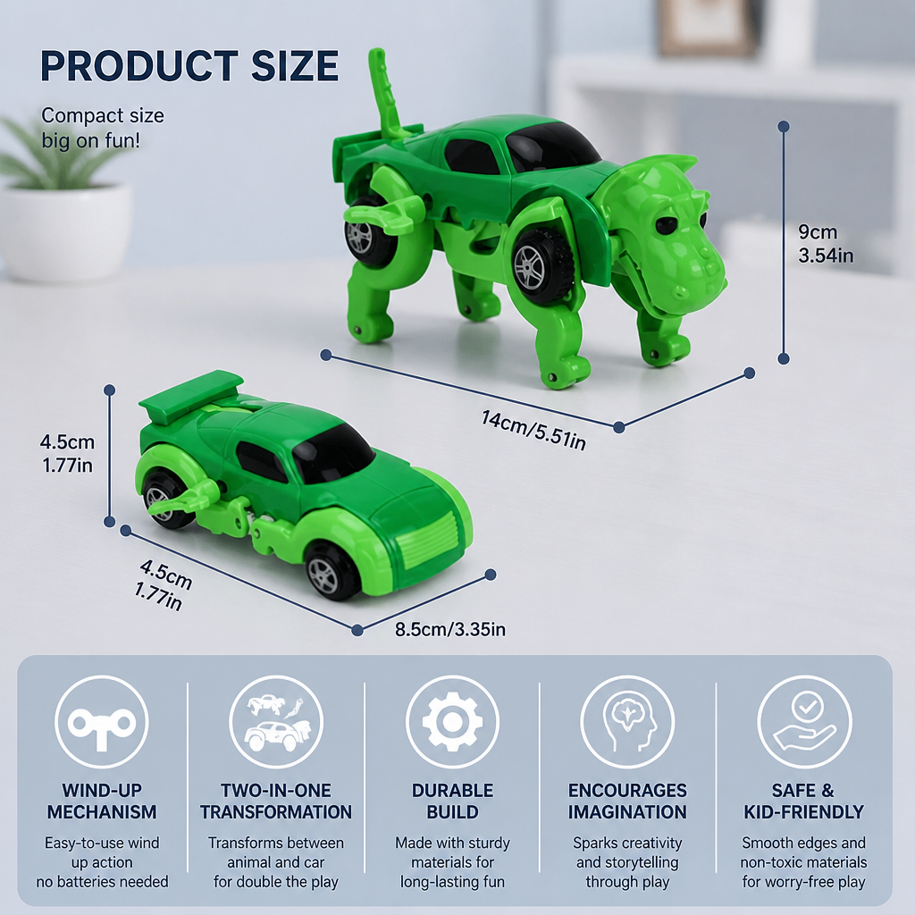 Wind-Up Transforming Animal Car Toy