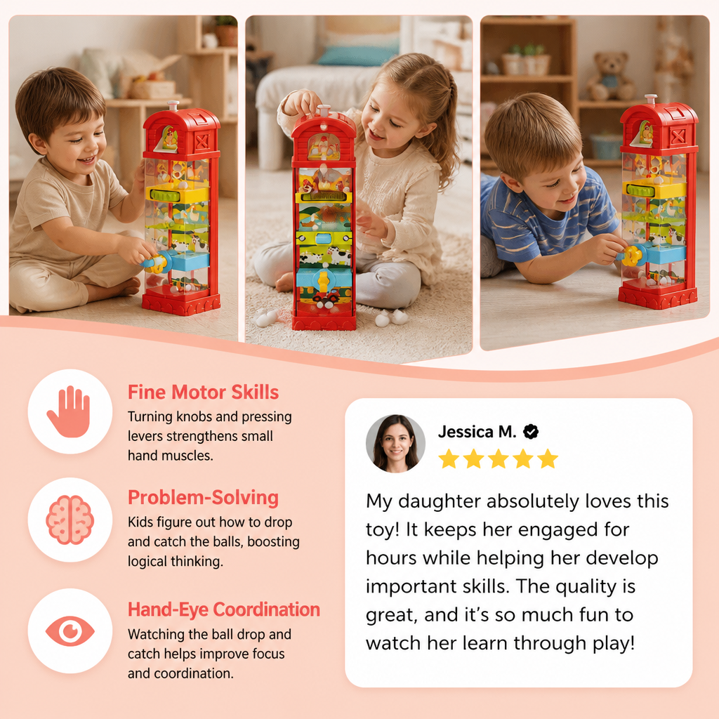 Interactive Farm Ball Run Toy for Fine Motor & Problem-Solving Skills