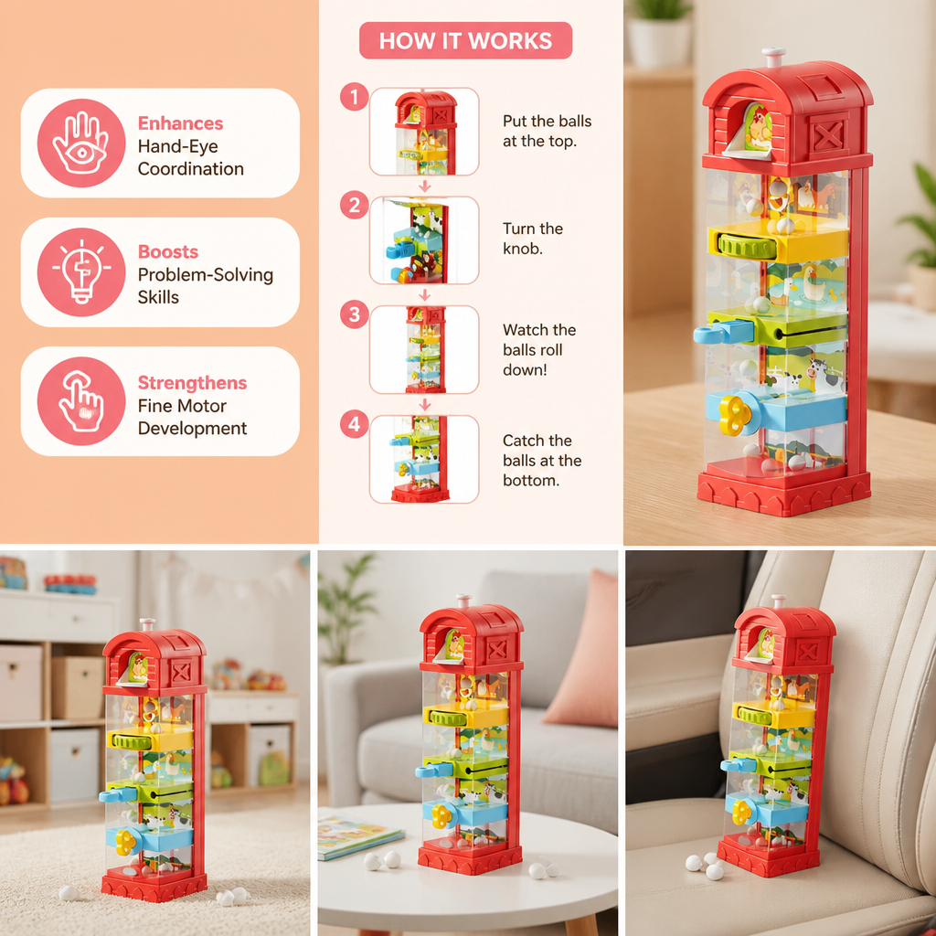 Interactive Farm Ball Run Toy for Fine Motor & Problem-Solving Skills