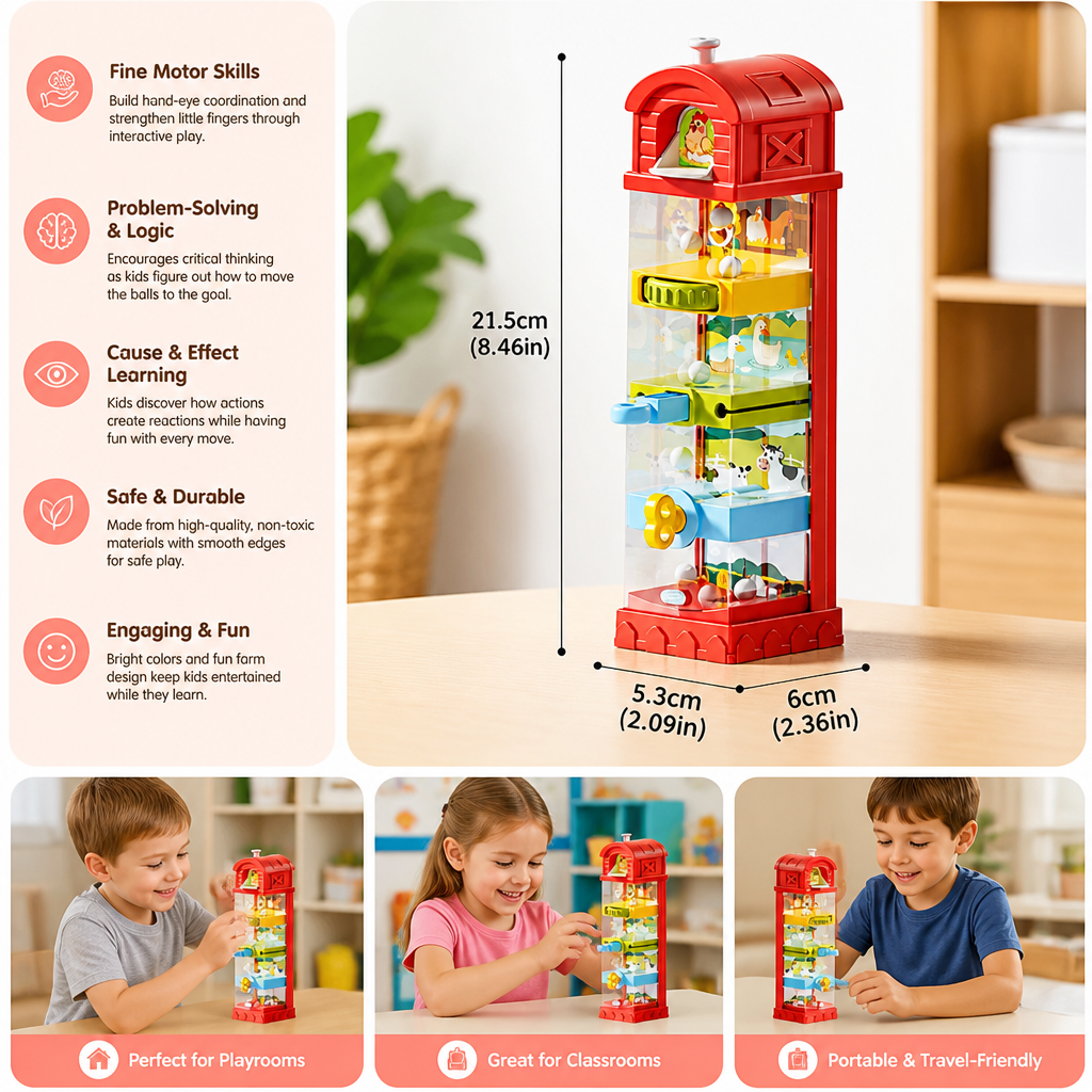 Interactive Farm Ball Run Toy for Fine Motor & Problem-Solving Skills