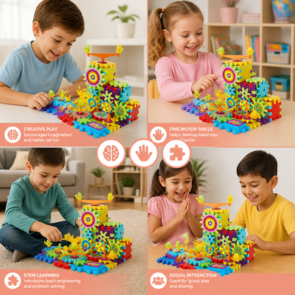 81-Piece STEM Gear Building Set – Interlocking Engineering Blocks for Kids