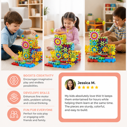 81-Piece STEM Gear Building Set – Interlocking Engineering Blocks for Kids