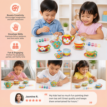 DIY Ceramic Tea Set Painting Kit for Kids