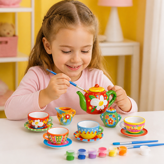 DIY Ceramic Tea Set Painting Kit for Kids
