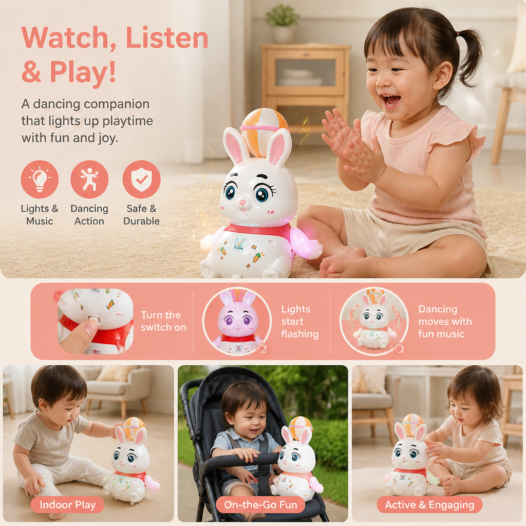 Interactive Dancing Rabbit Toy – Lights, Music & Fun Movement