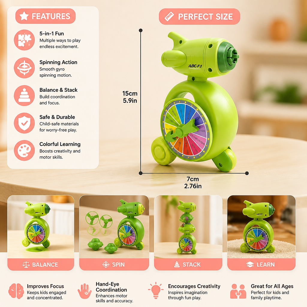 5-in-1 Gyro Educational Toy – Spinning, Balancing & Stacking Skill Game for Kids
