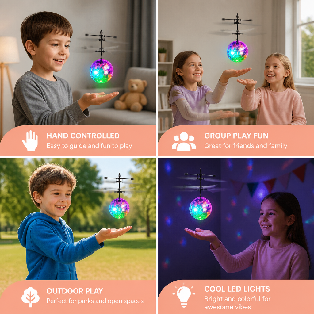 Hand-Controlled Flying LED Ball Drone for Kids