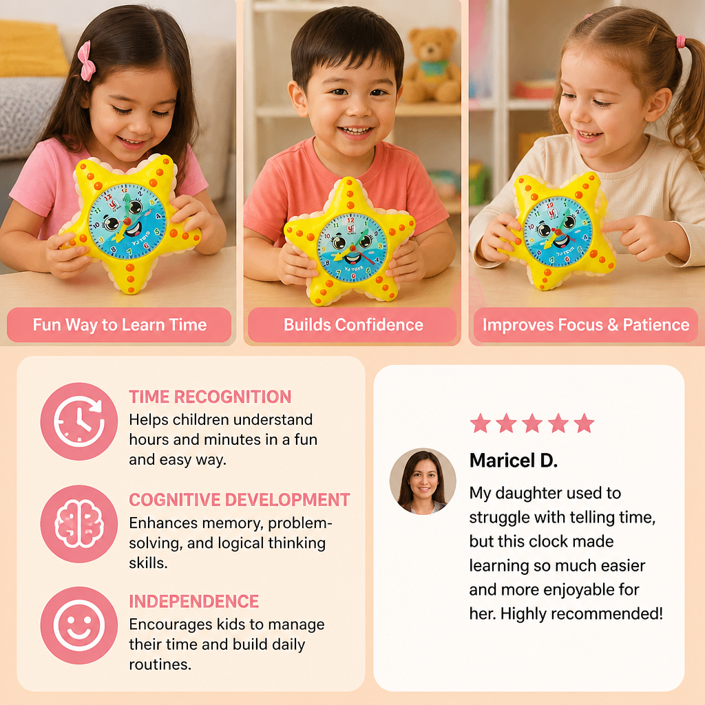 Starfish Clock Learning Toy – Interactive Time Teaching Toy for Kids
