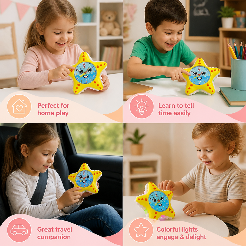 Starfish Clock Learning Toy – Interactive Time Teaching Toy for Kids