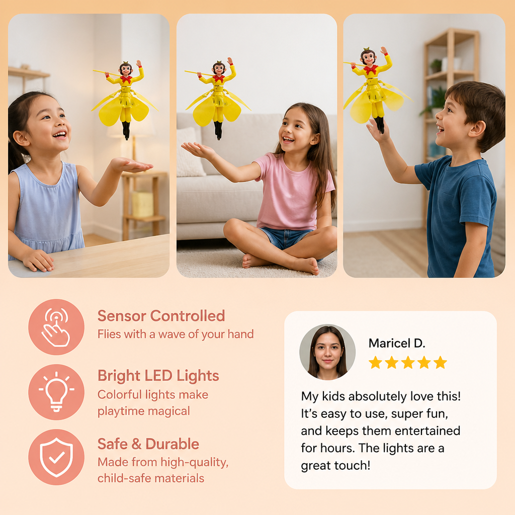 Interactive Flying Monkey Toy with Motion Sensor & LED Lights