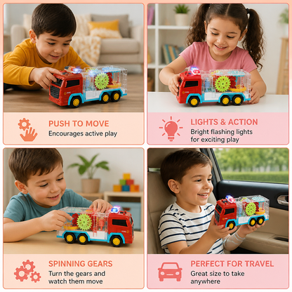 Interactive Gear Fire Truck Toy with Lights