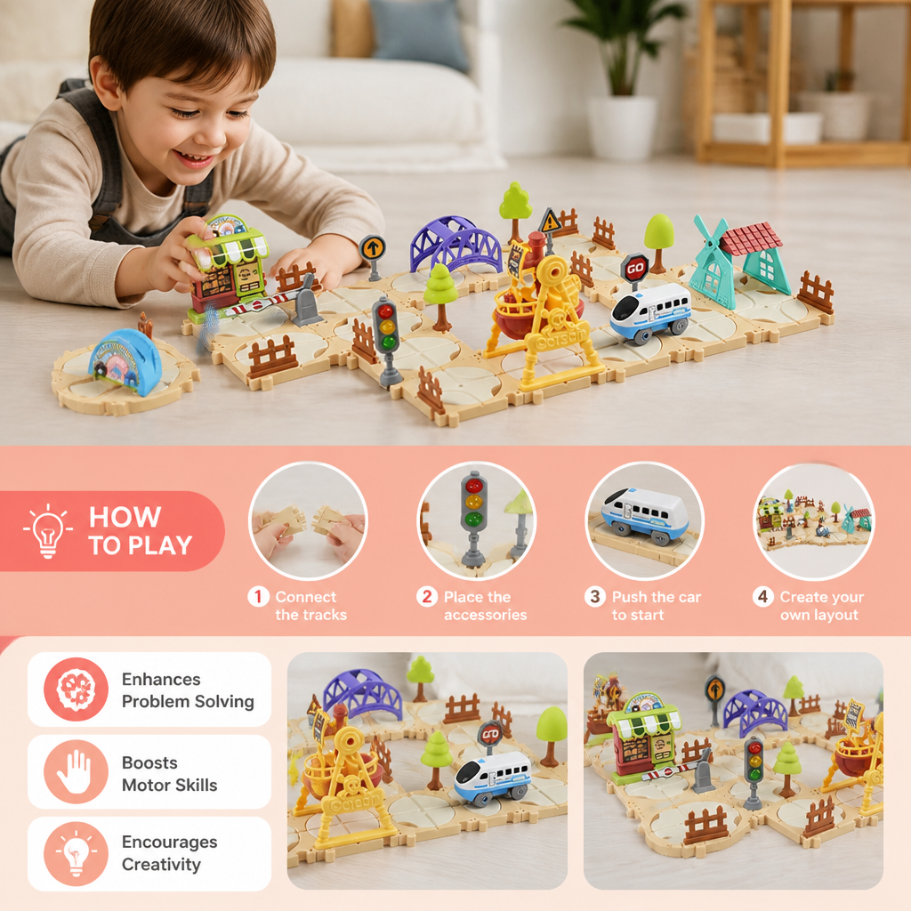 DIY Amusement Park Railway Building Set