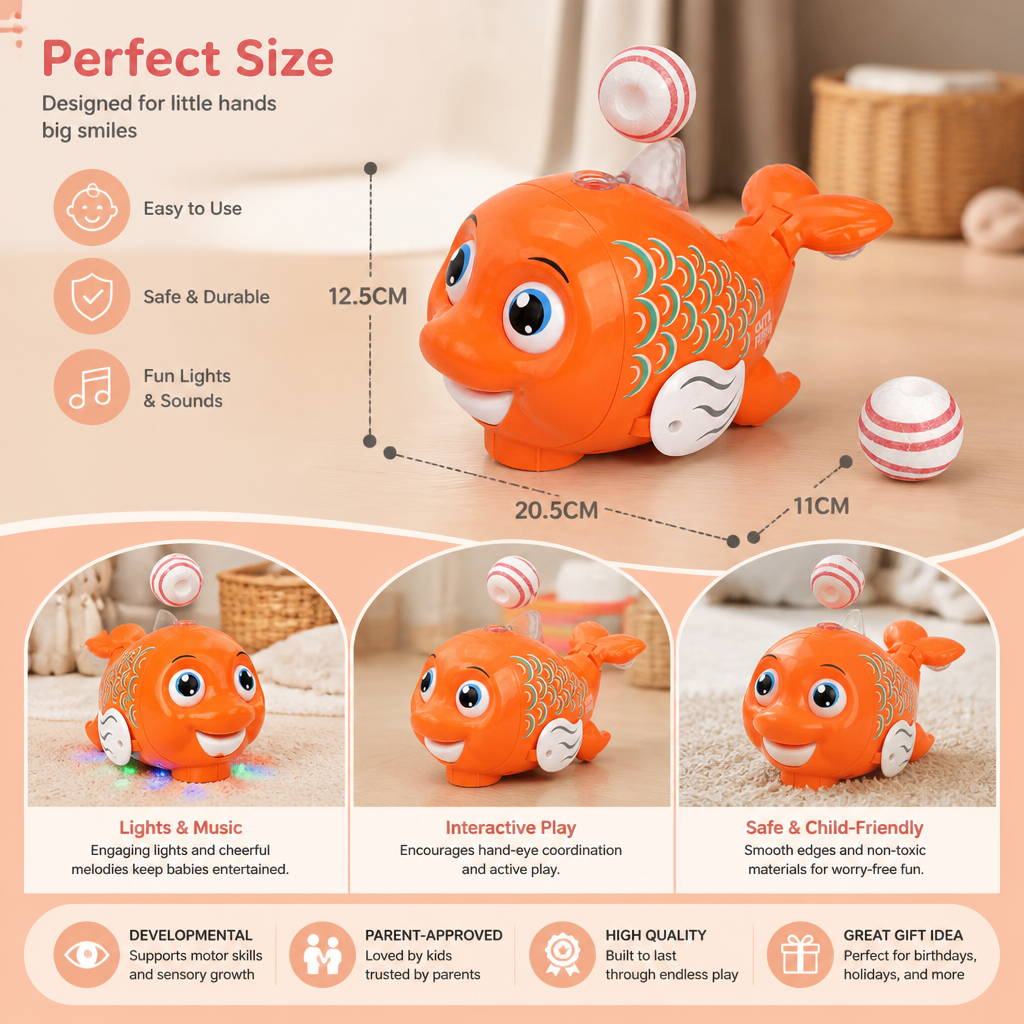 Interactive Floating Ball Fish Toy with Lights & Music