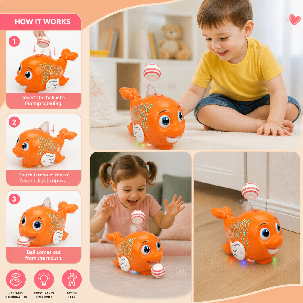 Interactive Floating Ball Fish Toy with Lights & Music