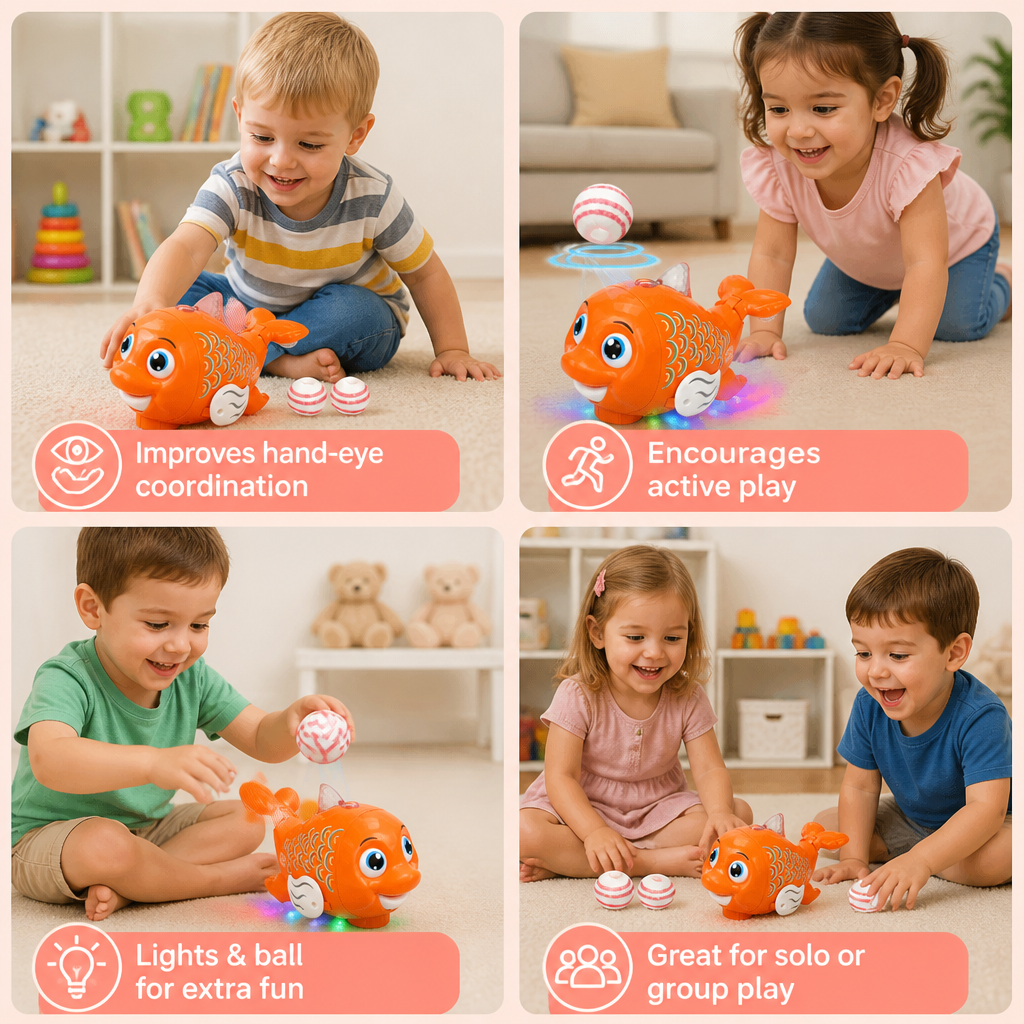 Interactive Floating Ball Fish Toy with Lights & Music