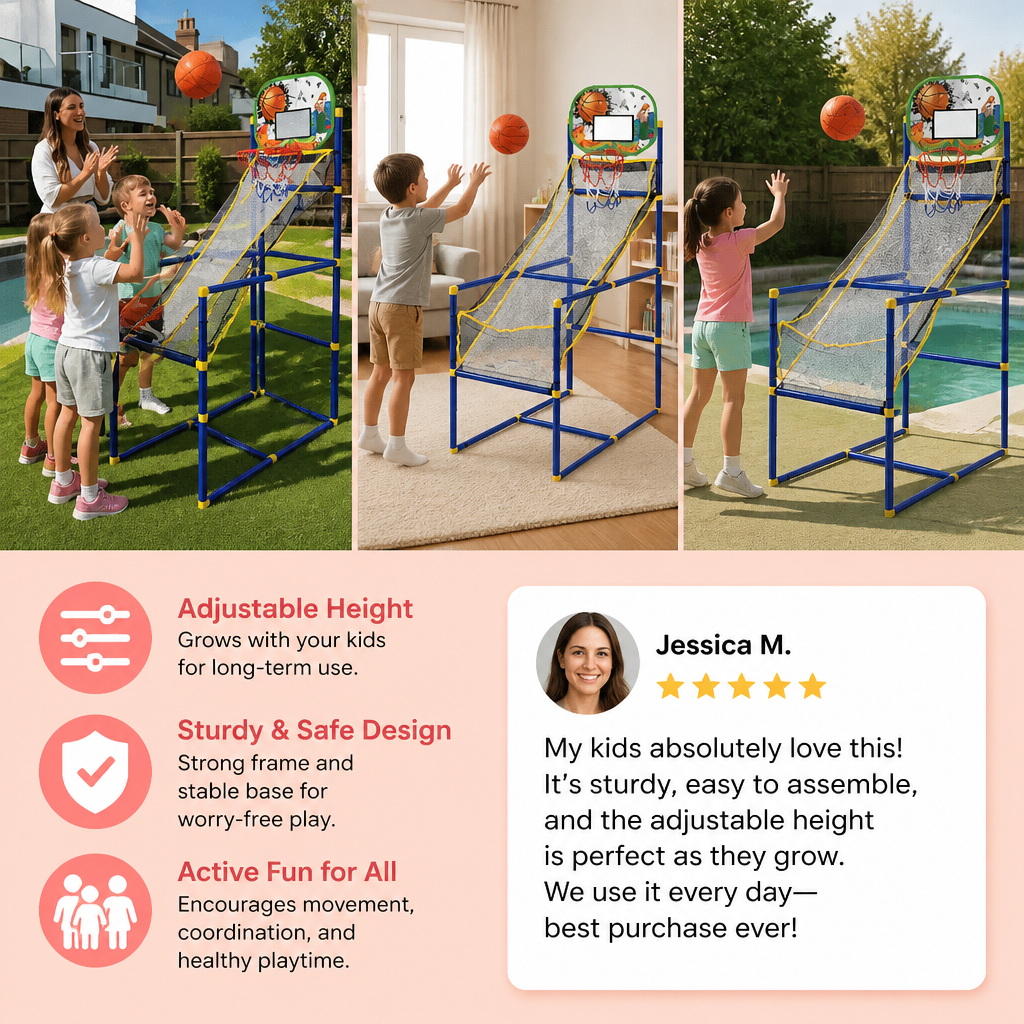 Adjustable Kids Basketball Hoop Set - That Grows With Your Kids