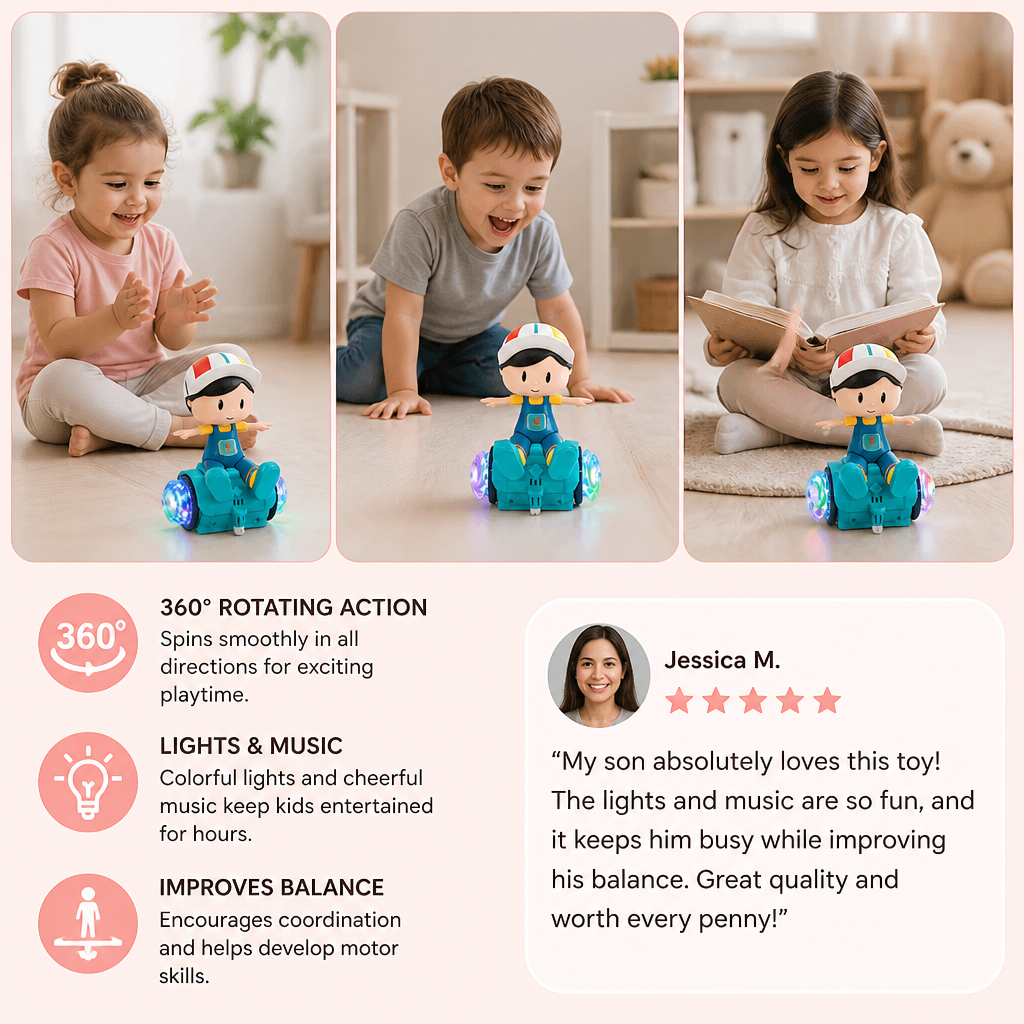 Interactive 360° Dancing Balance Toy with Lights & Music