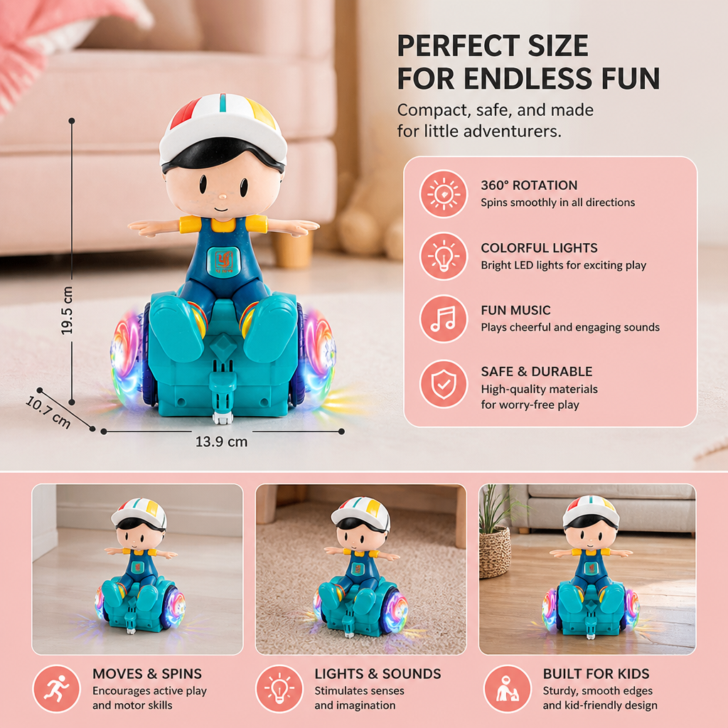Interactive 360° Dancing Balance Toy with Lights & Music